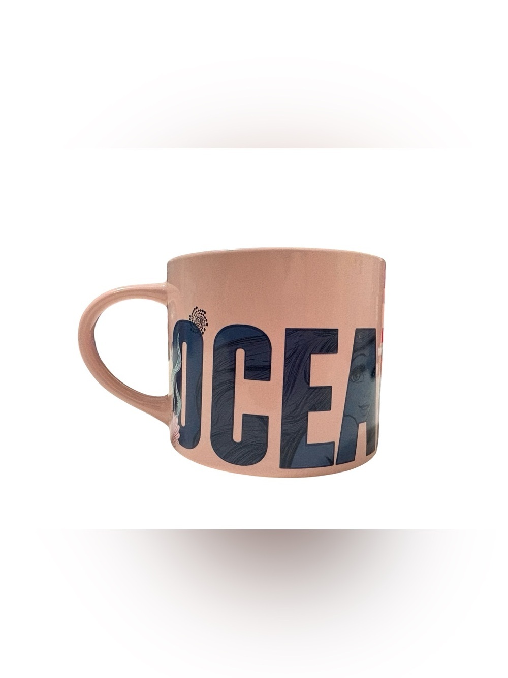Disney The Little Mermaid Flounder Ocean Feels Pink Ceramic Mug